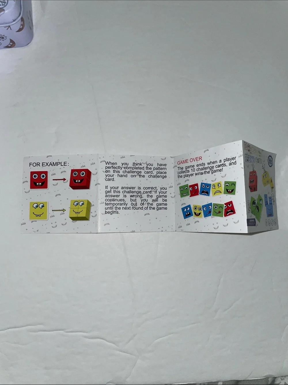 Colorful Face-Change Puzzle Tin Instruction Card